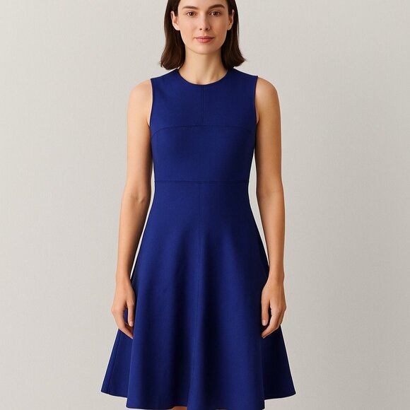 Joseph Royal Blue Sleeveless Fit & Flare Dress - Picture 1 of 6